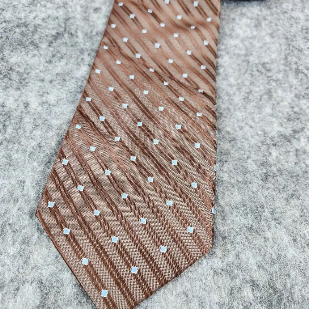 Ermenegildo Zegna‎ Tie Brown Striped Diamonds Silk Italy Necktie